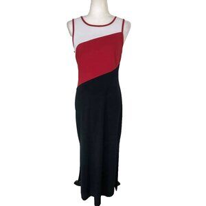 FRANK LYMAN DESIGN Sleeveless Dress Size 8 Color Block Red White and Black